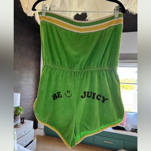 Vintage Green & Yellow 'be juicy' strapless romper - Picture 3 of 5